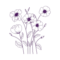 Hand Drawn Flower Icon in Purple