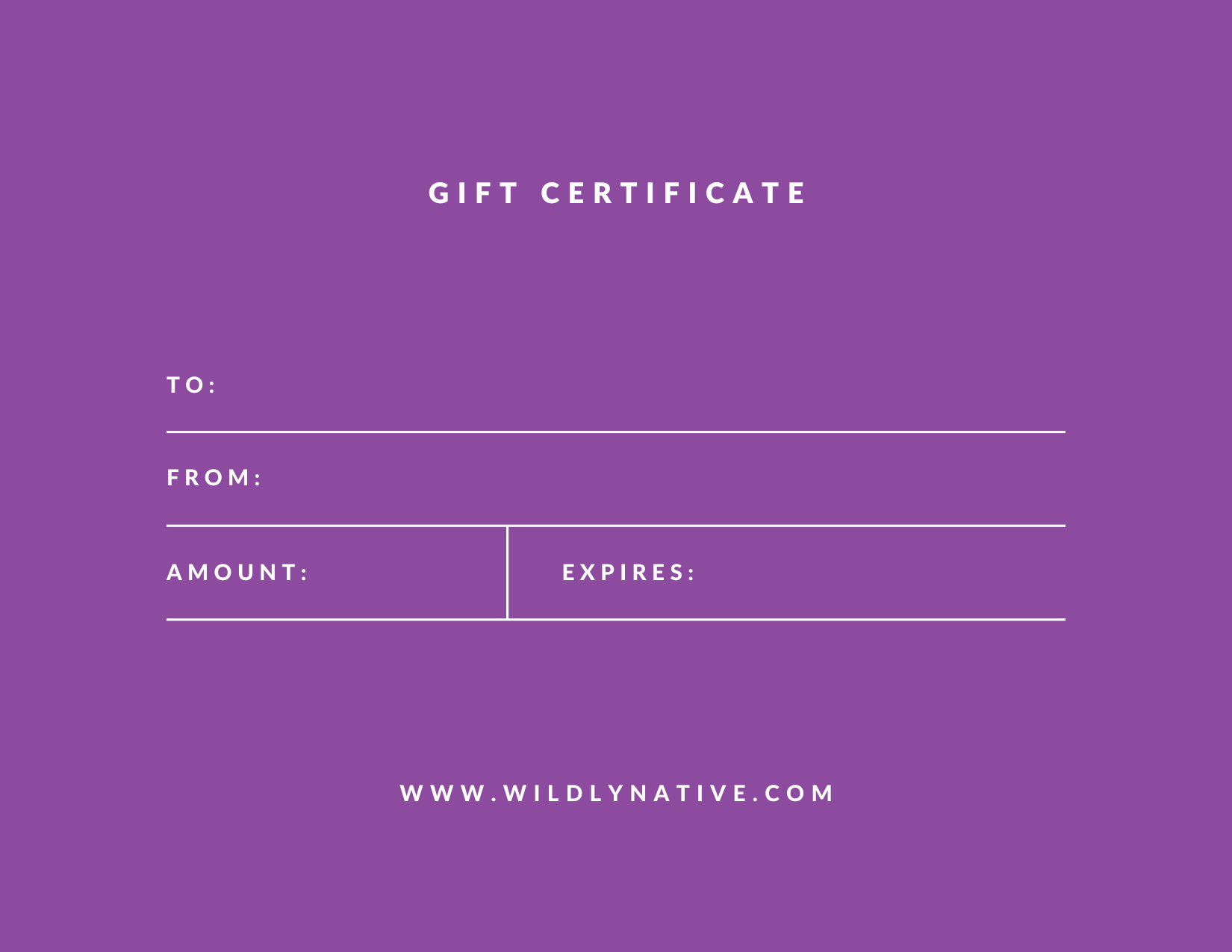 Flat image of a purple gift certificate