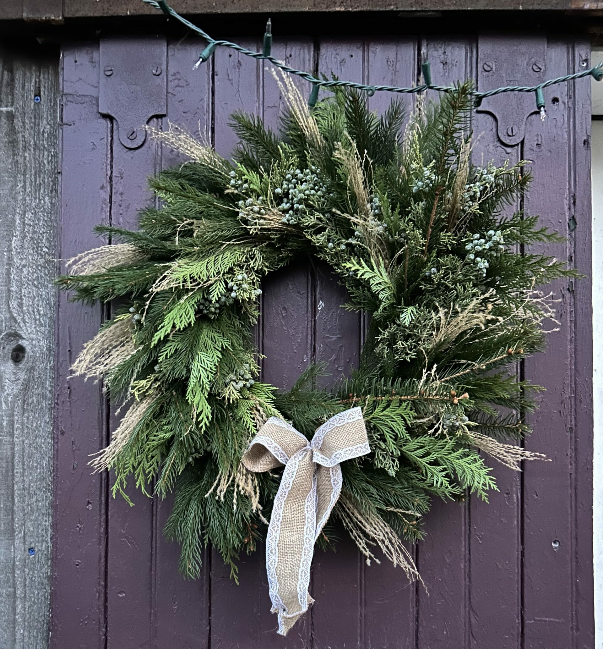 Christmas Wreath with Bow and Grasses
