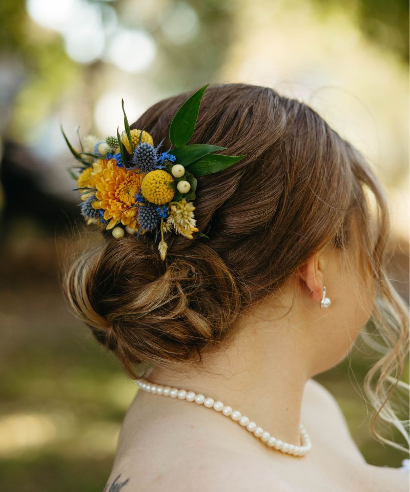 bridal hair piece with floral comb