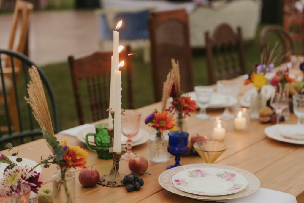 candles on harvest table