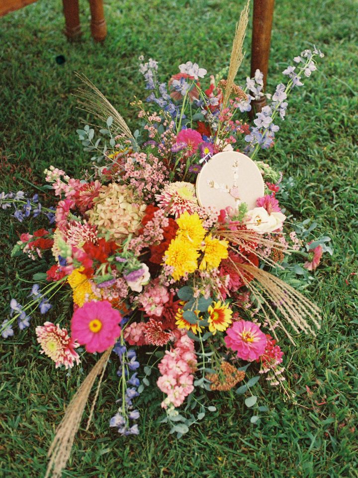bridal bouquet with grasses