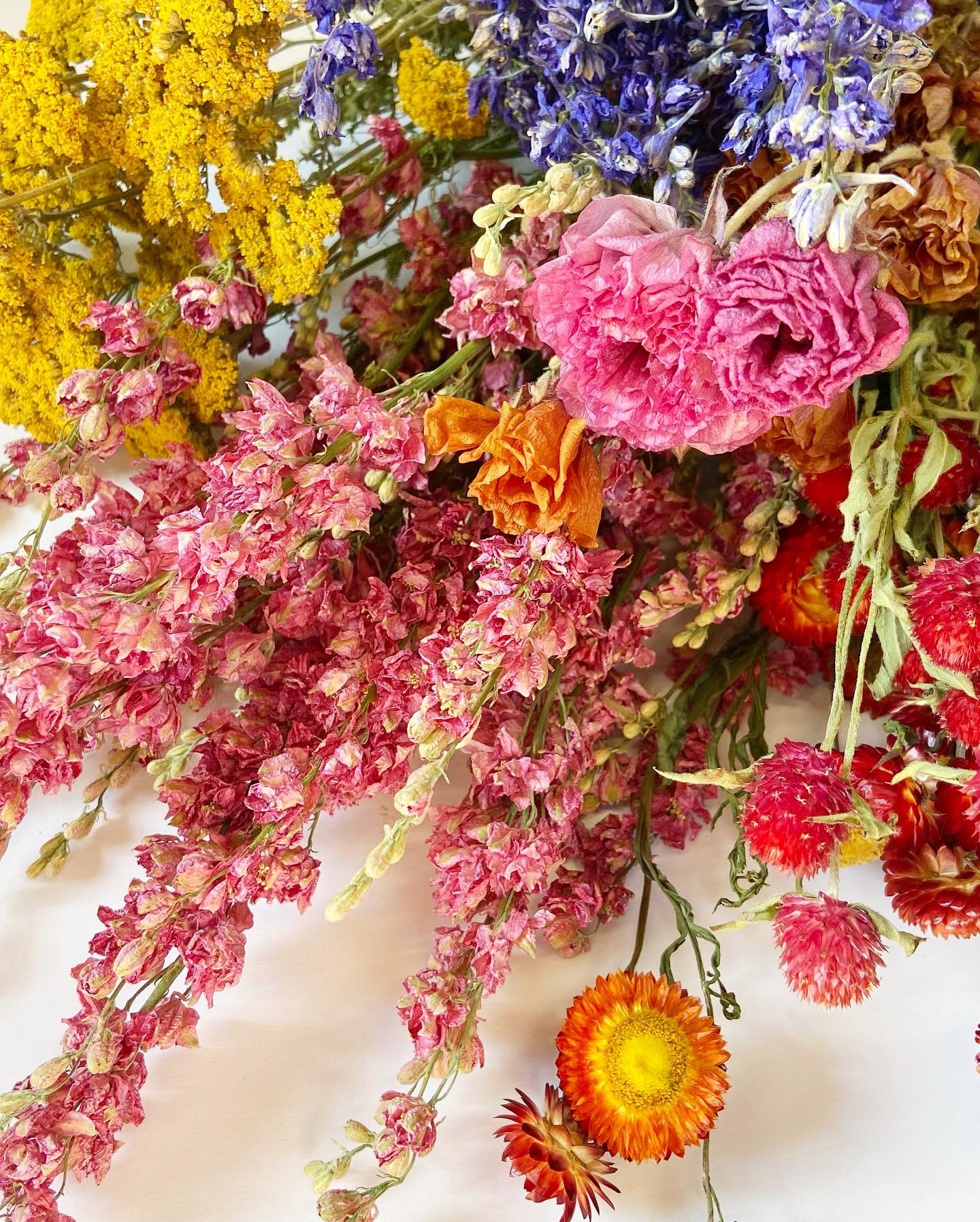 Close up of dried floral bundle