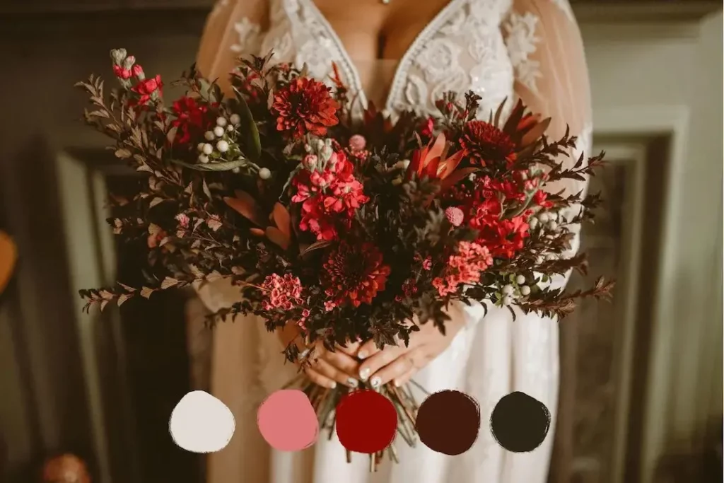 Dark and moody bouquet by Wildly Native Flower Farm for a spooky wedding