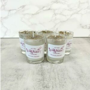 Group of recycled candles with lavender.