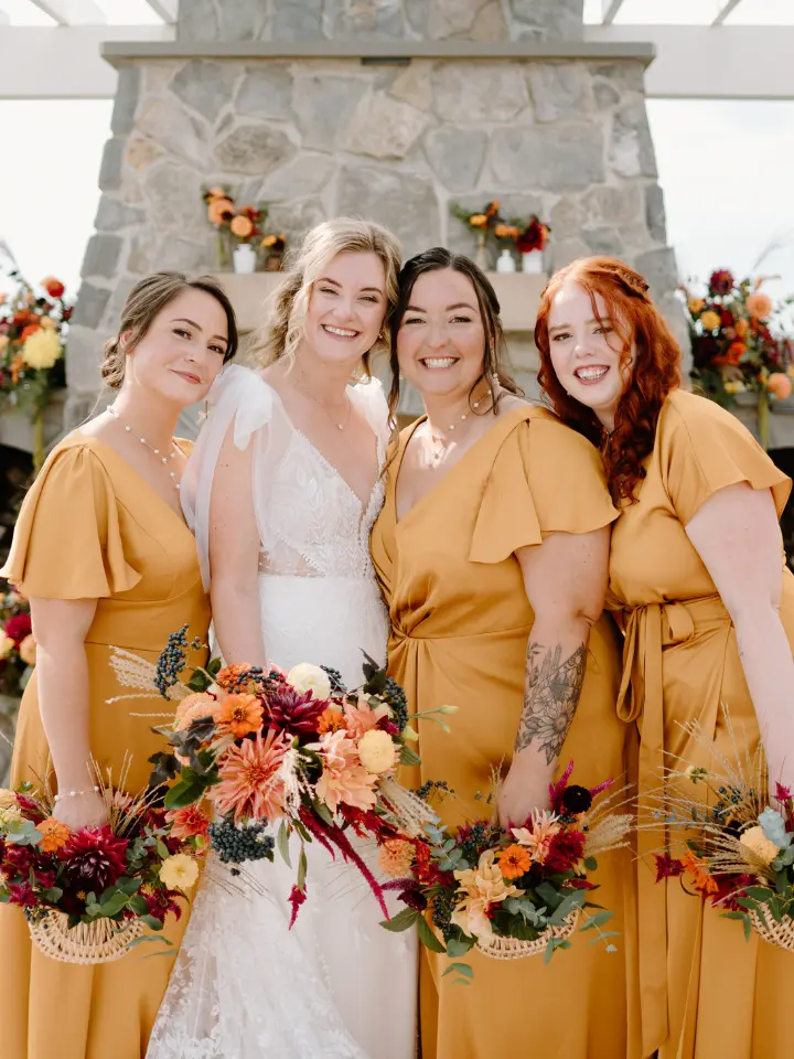 Bridesmaid bouquets that are baskets