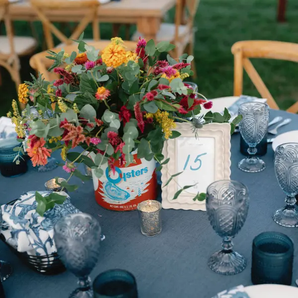 Floral Arrangement for a Round Table by Wildly Native Flower Farm