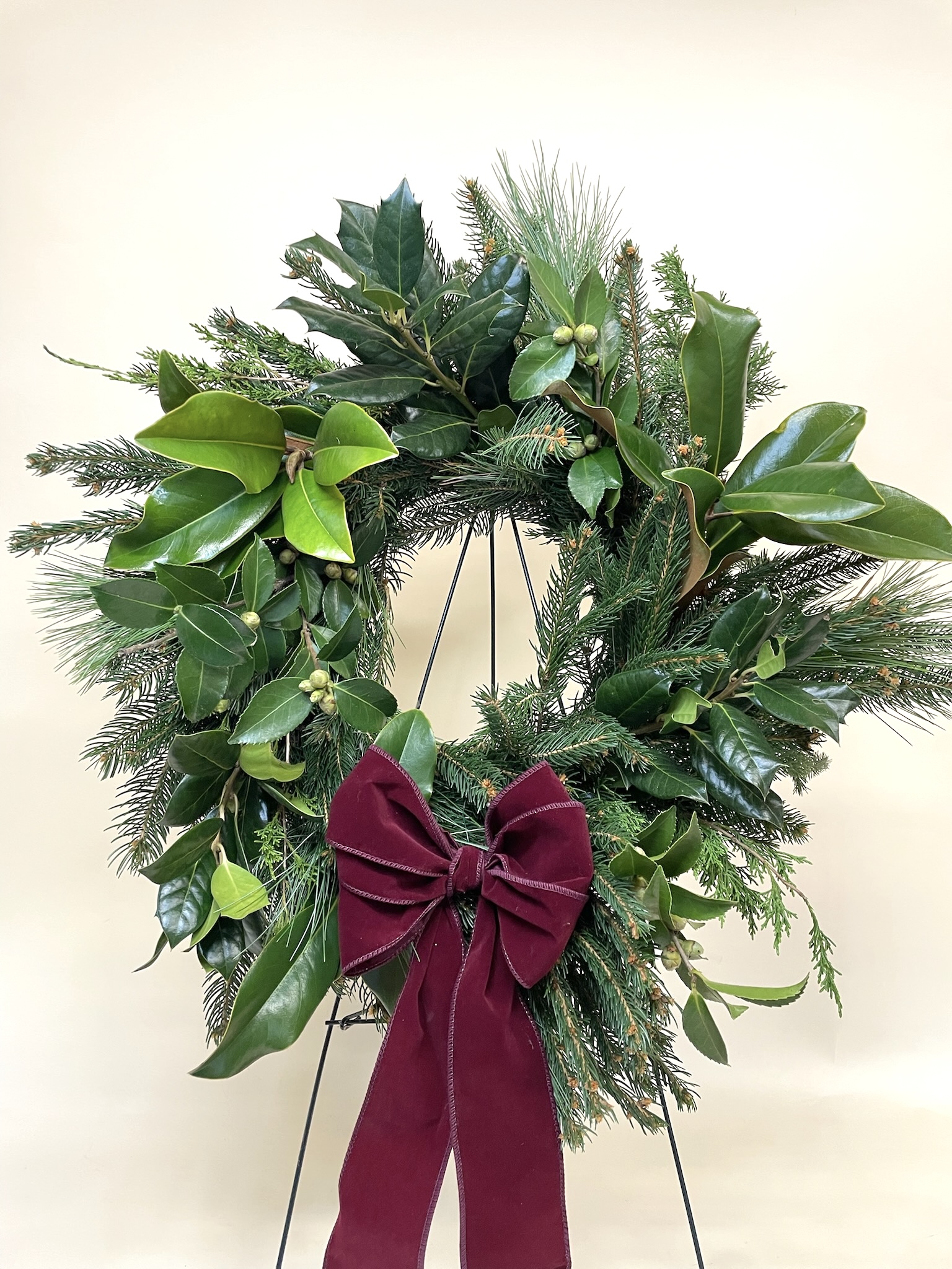 Holly Camelia Magnolia Wreath with bow